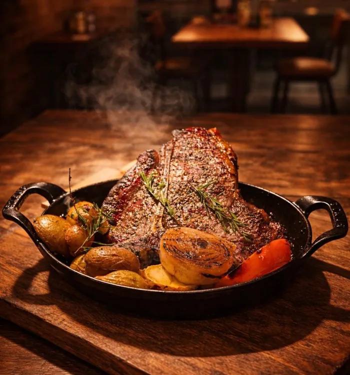 T-Bone Steak in Gusspfanne